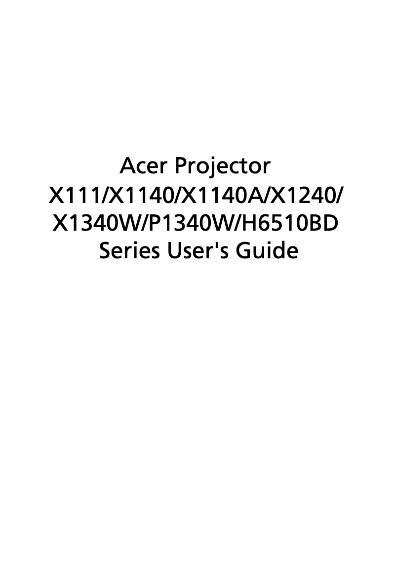 Page 1 of the manual User Manual Acer X111