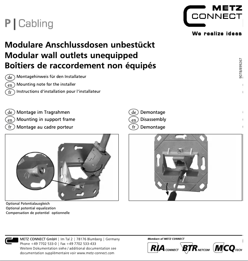 Page 1 de la notice Manuel utilisateur Metz Connect 1309151001-E