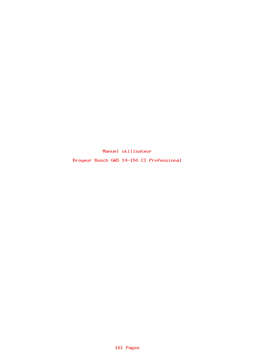 Page 1 de la notice Manuel utilisateur Bosch GWS 14-150 CI Professional