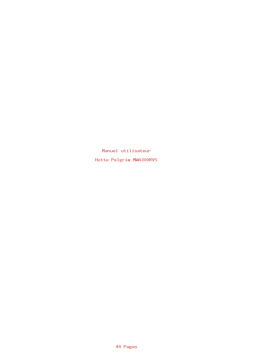 Page 1 de la notice Manuel utilisateur Pelgrim MWA300RVS