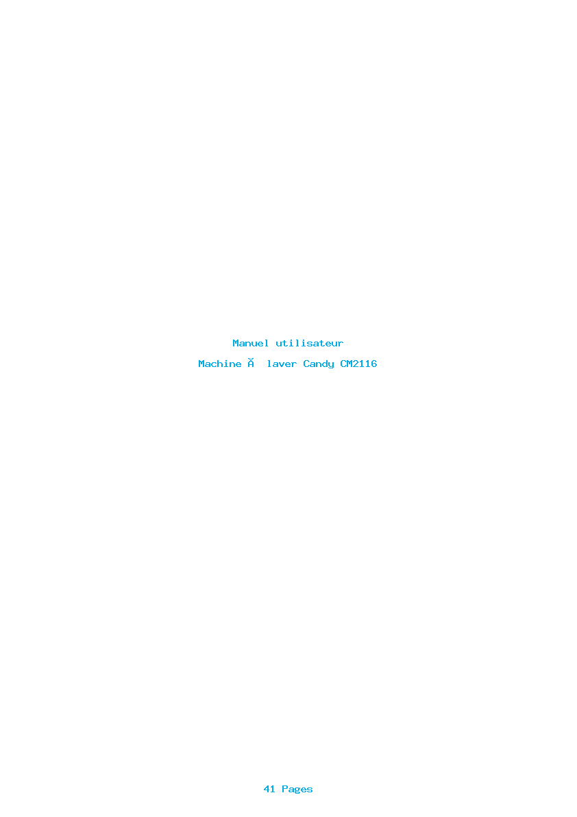 Page 1 de la notice Manuel utilisateur Candy CM2116