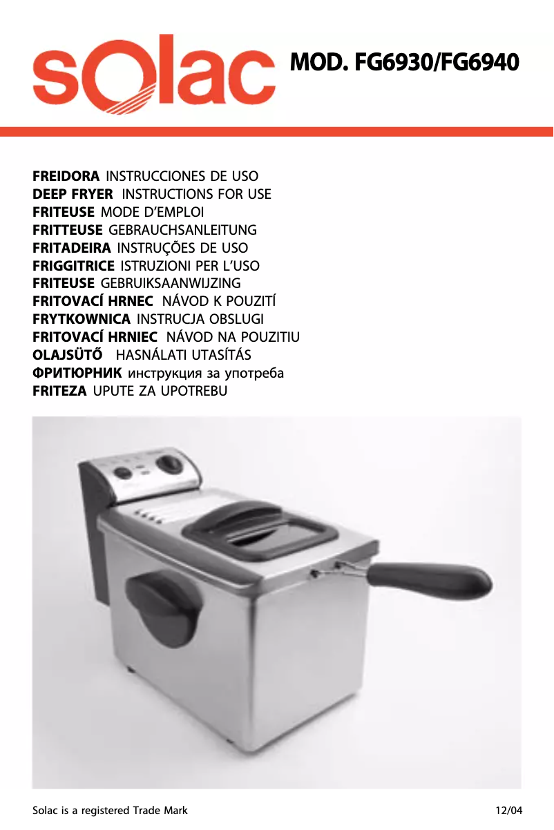 Page 1 de la notice Manuel utilisateur Solac FG6940