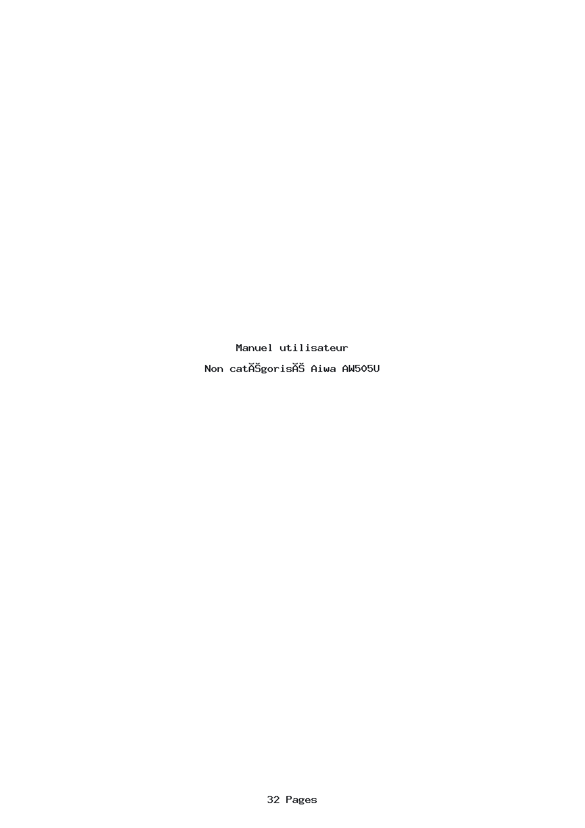 Page 1 de la notice Manuel utilisateur Aiwa AW505U