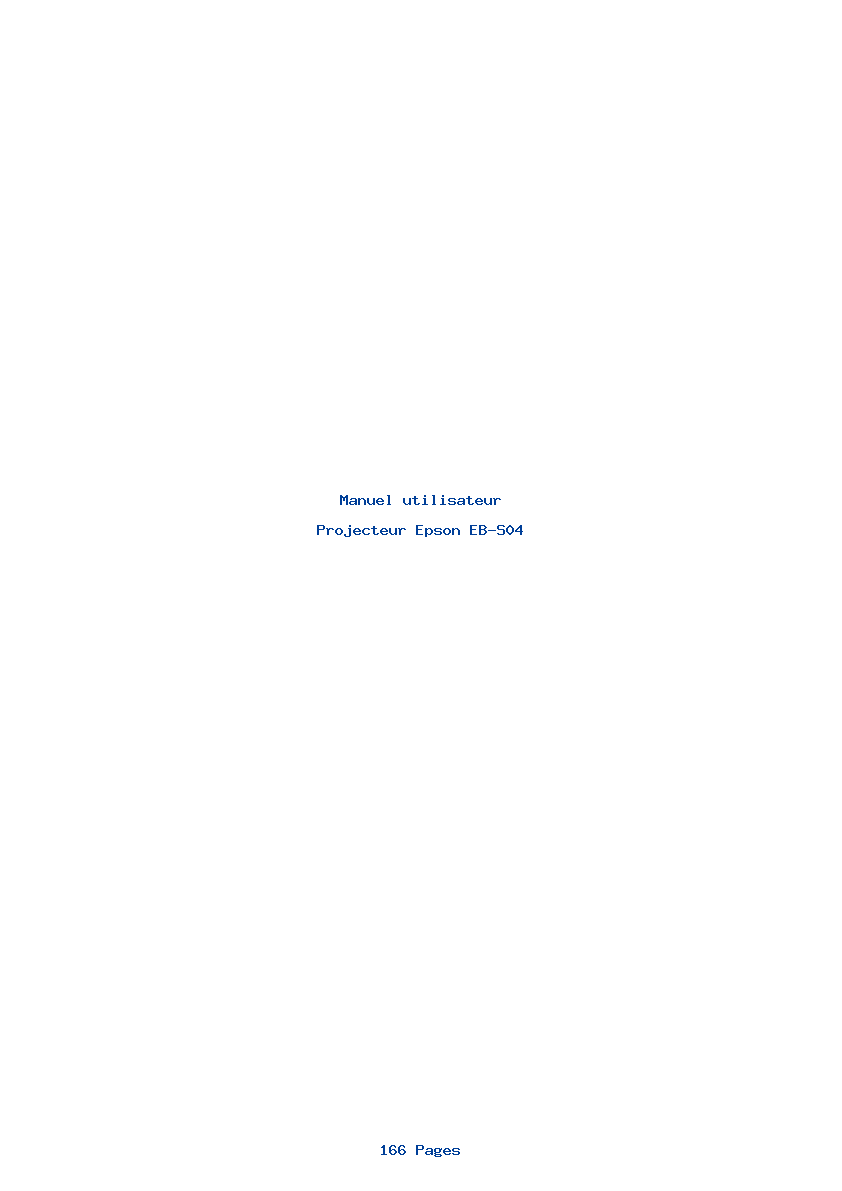 Page 1 de la notice Manuel utilisateur Epson EB-S04