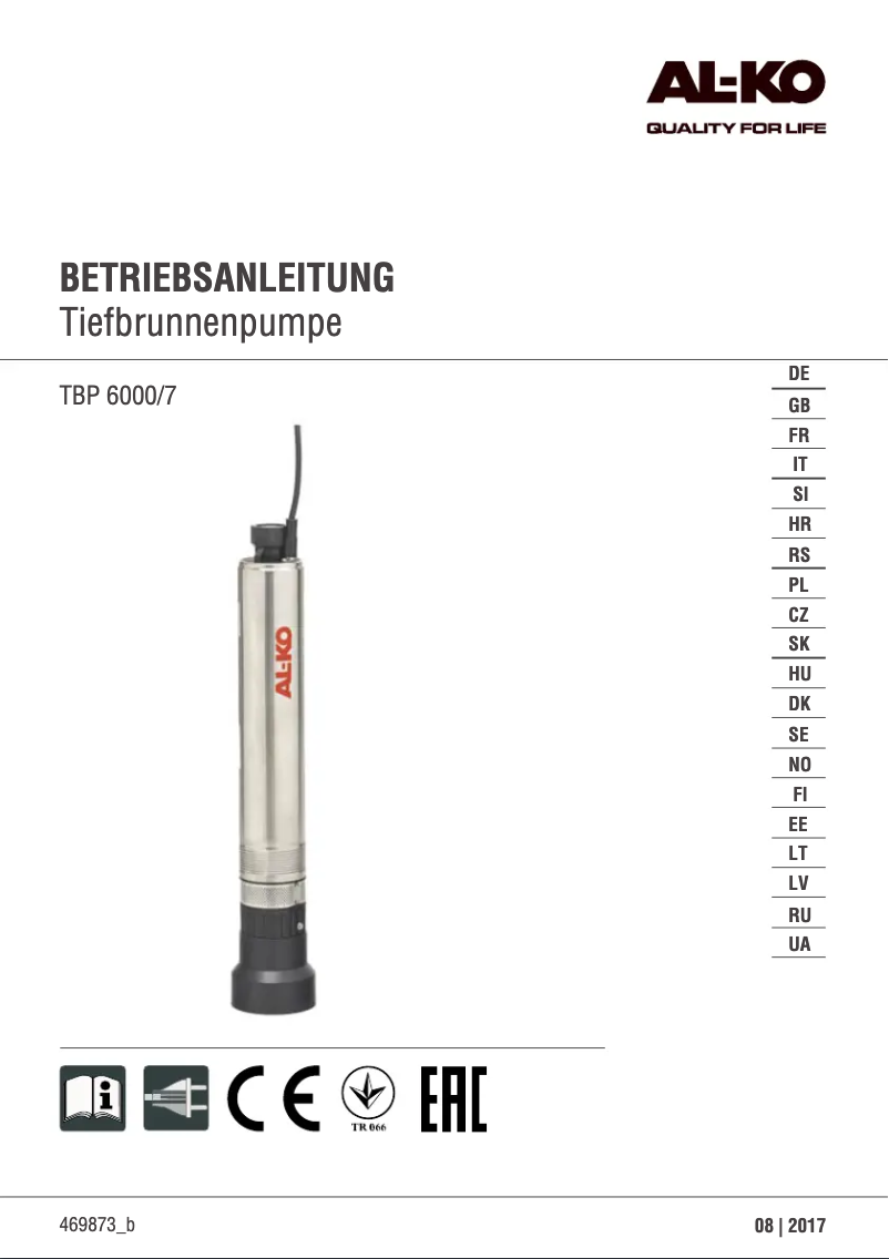 Page 1 de la notice Manuel utilisateur AL-KO TBP 6000/7