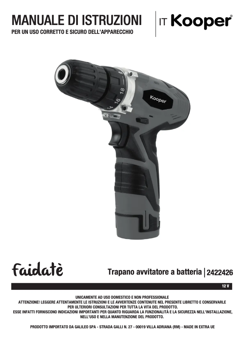 Page 1 de la notice Manuel utilisateur Kooper 2422426