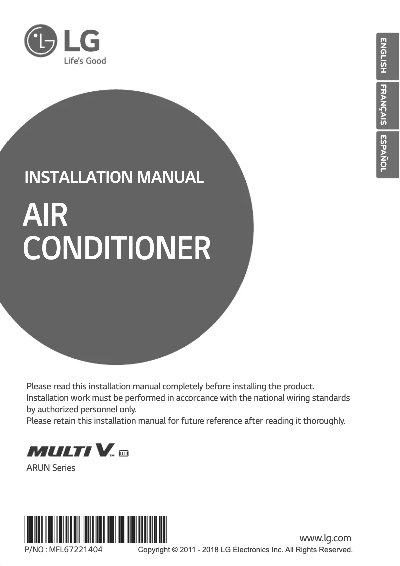 Page 1 of the manual User Manual LG ARUN144DT3