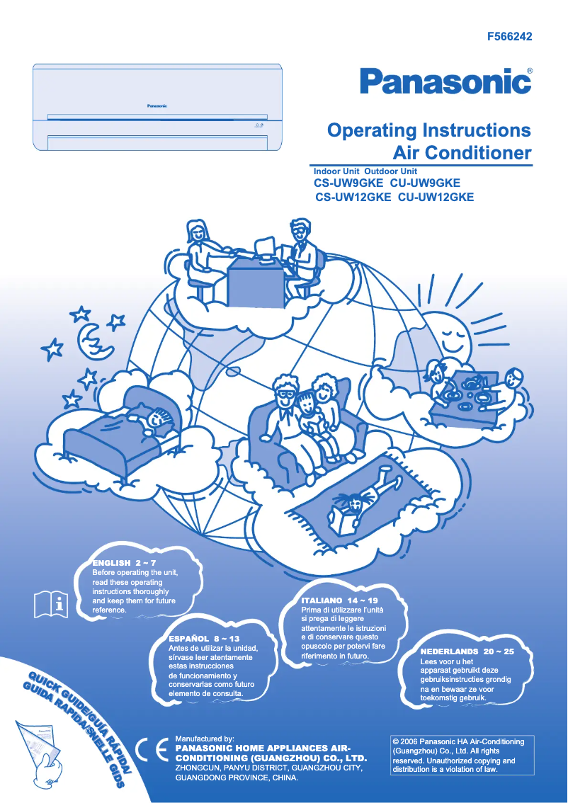 Página 1 del manual Manual de usuario Panasonic CU-UW9GKE