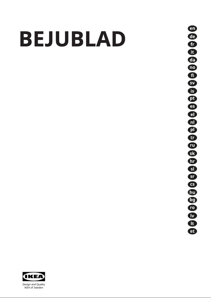 Page 1 de la notice Manuel utilisateur Ikea BEJUBLAD 403.319.08