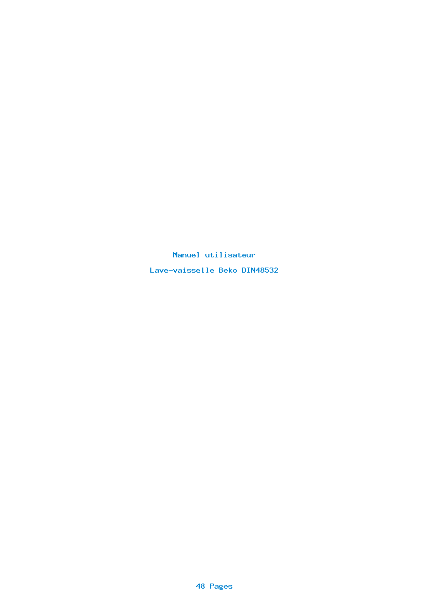 Page 1 de la notice Manuel utilisateur Beko DIN48532