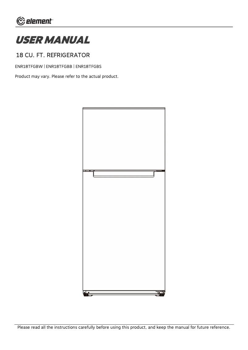 Page 1 de la notice Manuel utilisateur Element ENR18TFGB