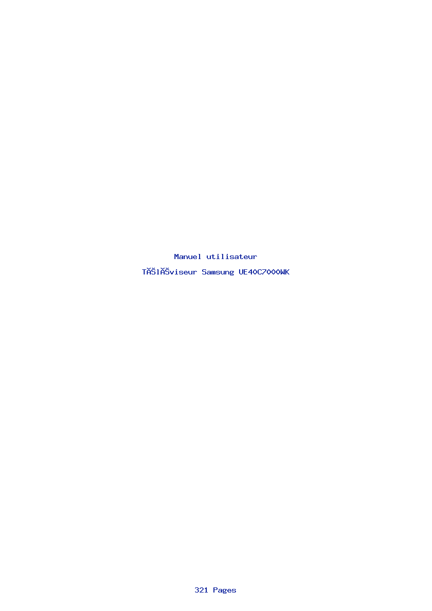 Page 1 de la notice Manuel utilisateur Samsung UE40C7000WK