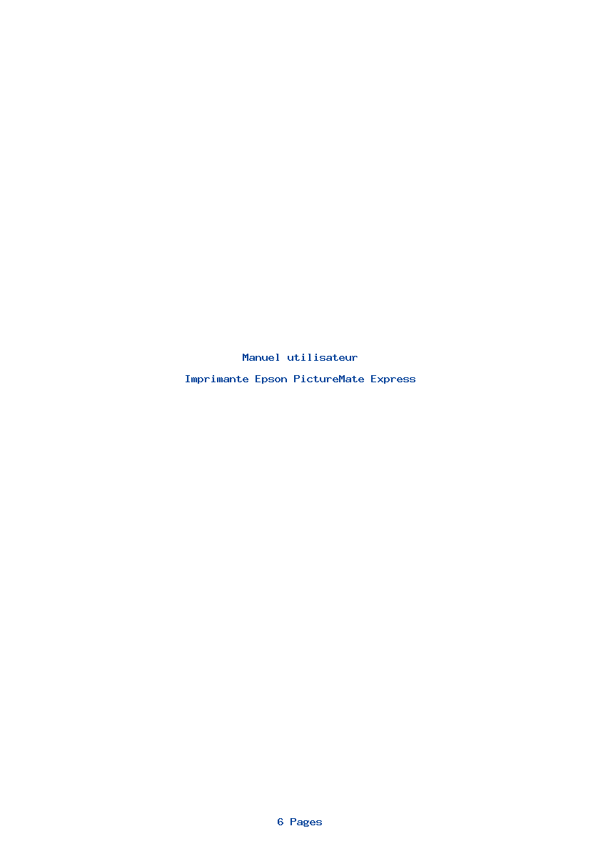 Page 1 de la notice Manuel utilisateur Epson PictureMate Express