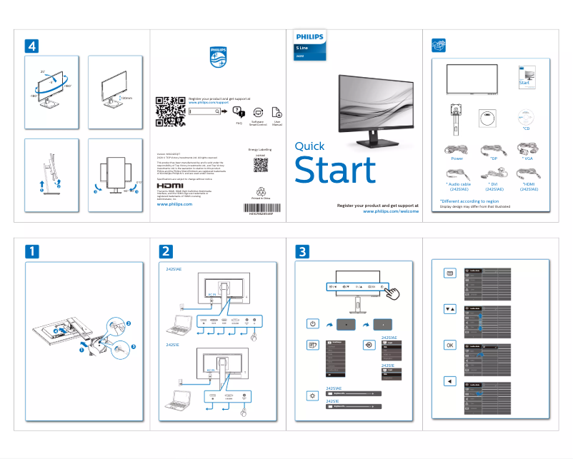 Page n°1 - Guide de démarrage rapide Philips S Line 242S1AE