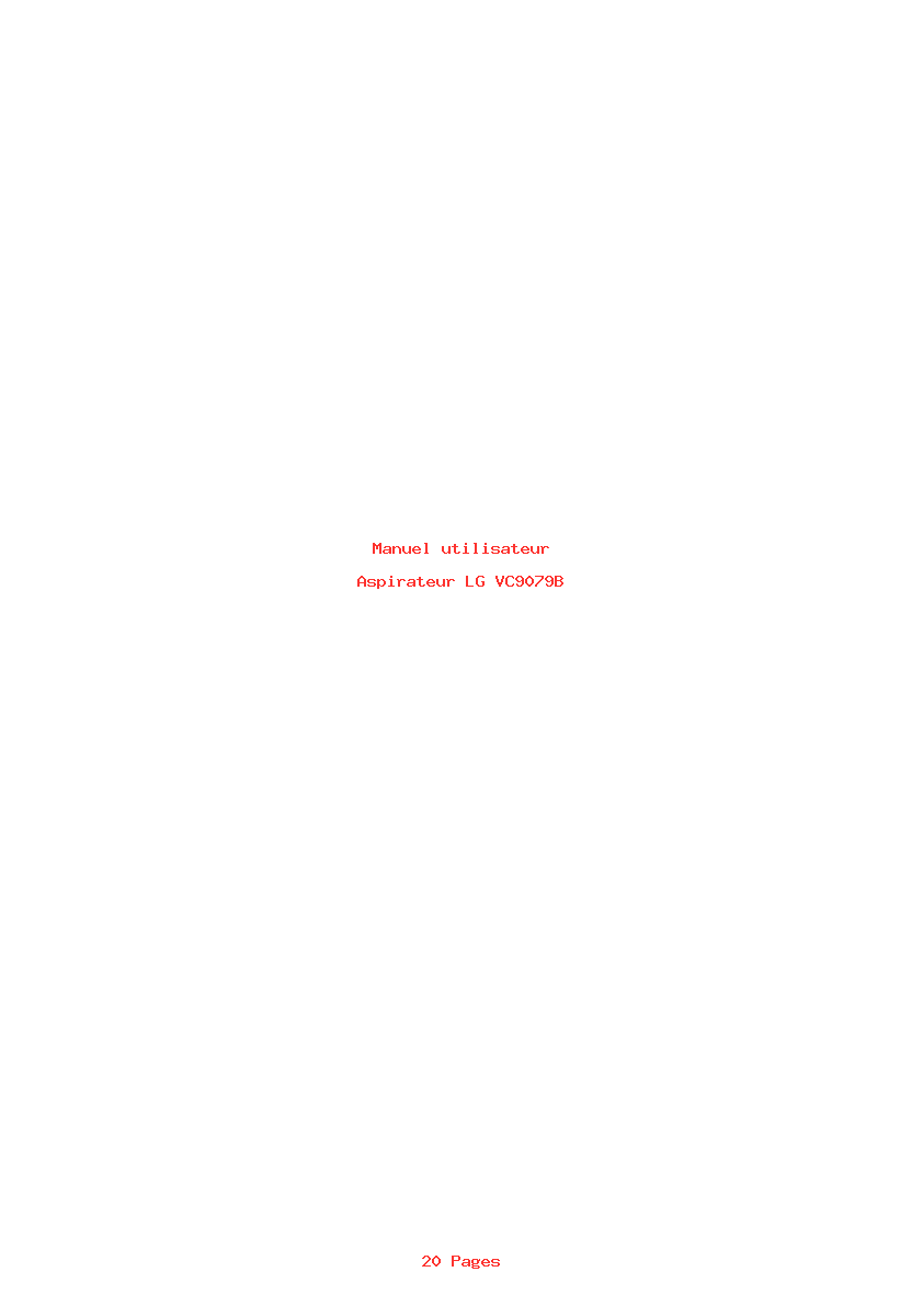 Page 1 de la notice Manuel utilisateur LG VC9079B