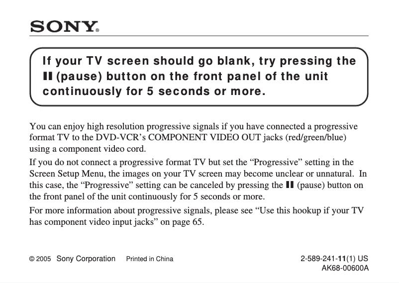 Page 1 de la notice Manuel utilisateur Sony SLV-D360P