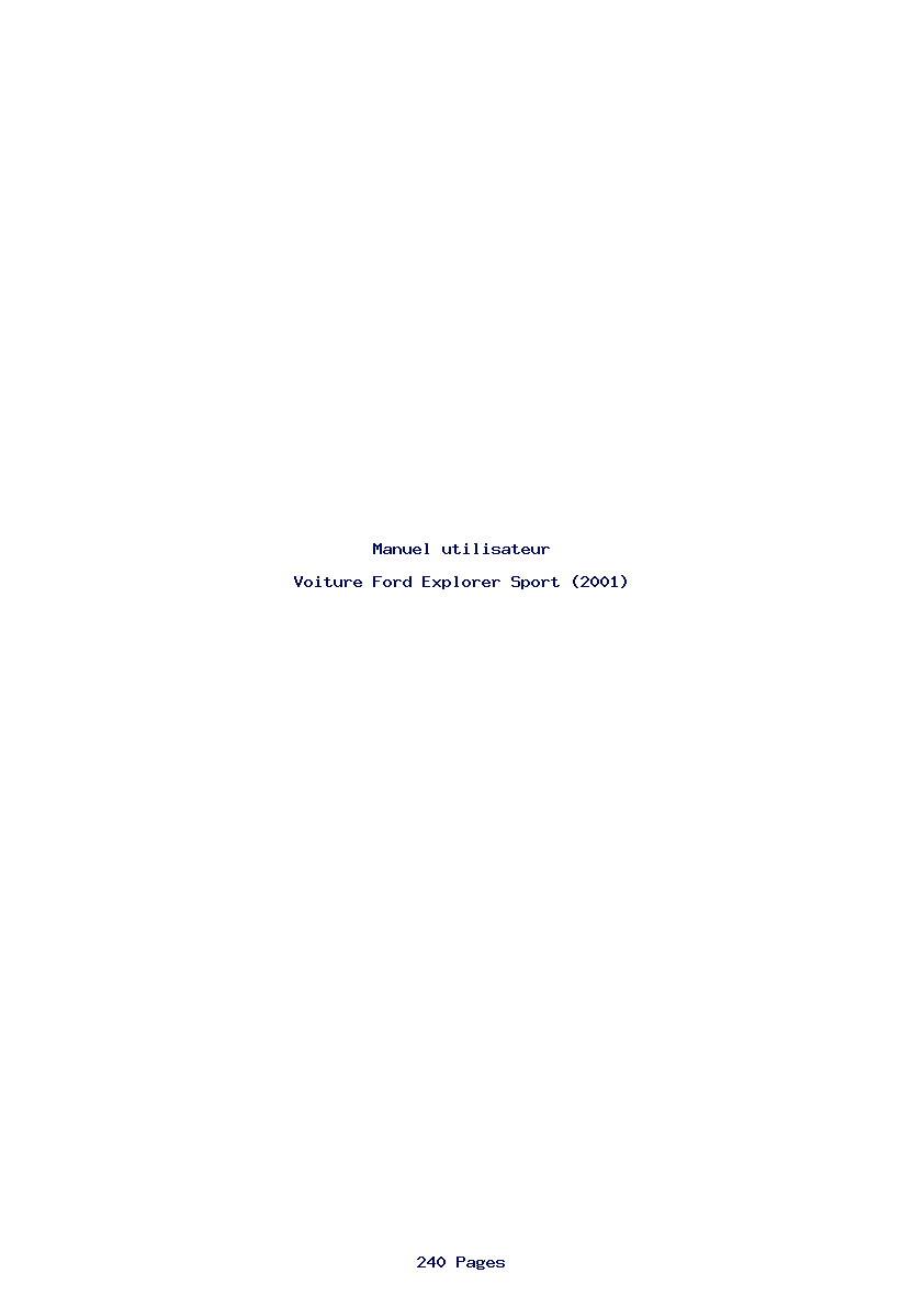 Page 1 de la notice Manuel utilisateur Ford Explorer Sport (2001)