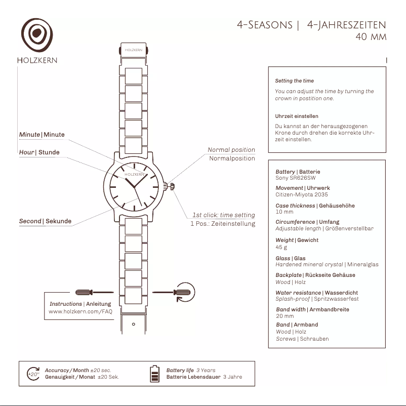 Page 1 de la notice Manuel utilisateur Holzkern Frühlingsmorgen