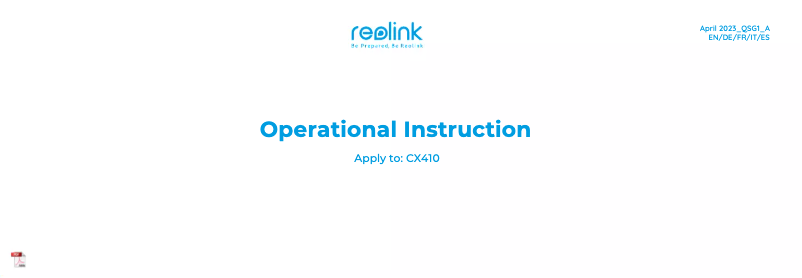 Page 1 de la notice Mode d'emploi Reolink CX410