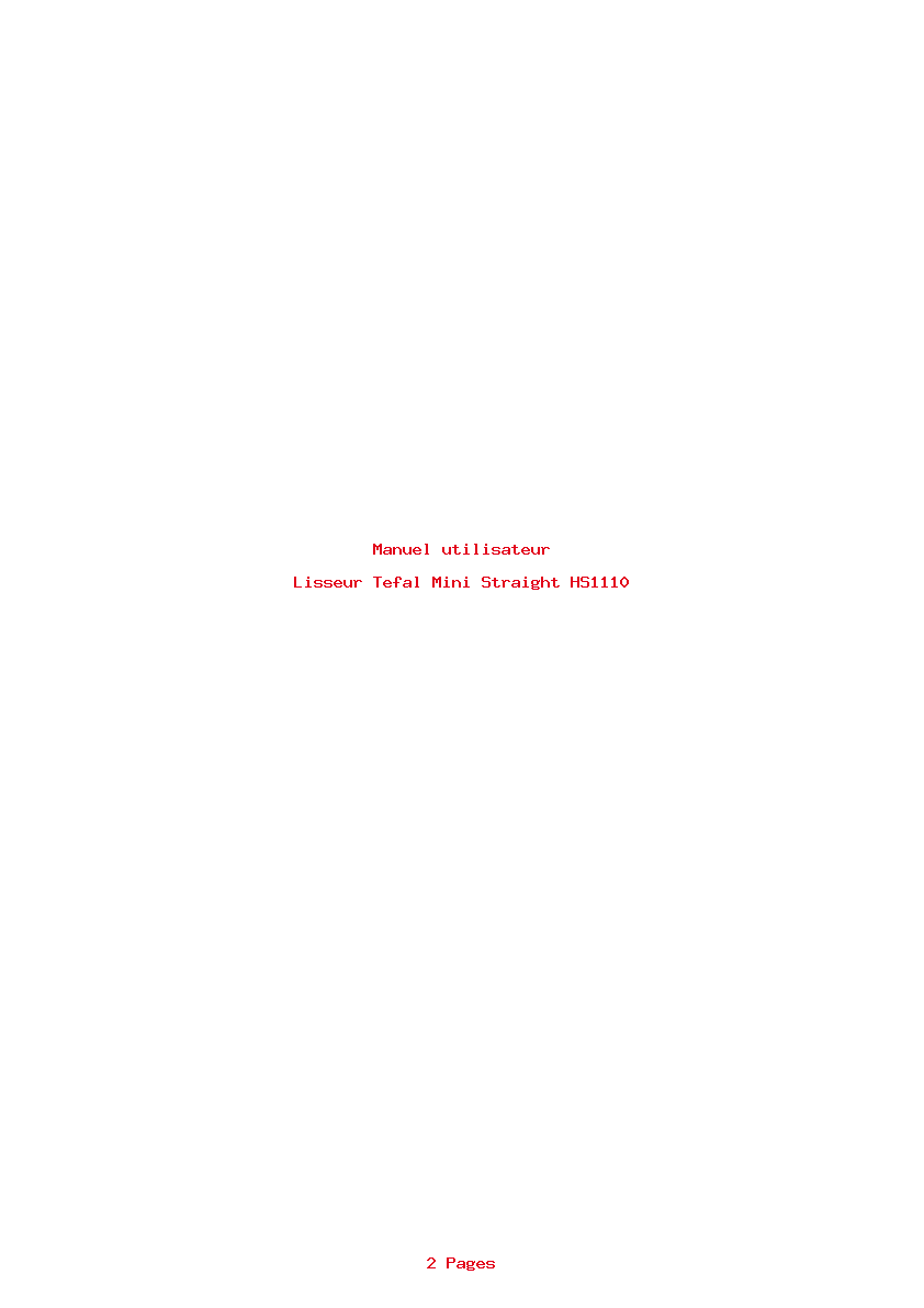 Page 1 de la notice Manuel utilisateur Tefal Mini Straight HS1110