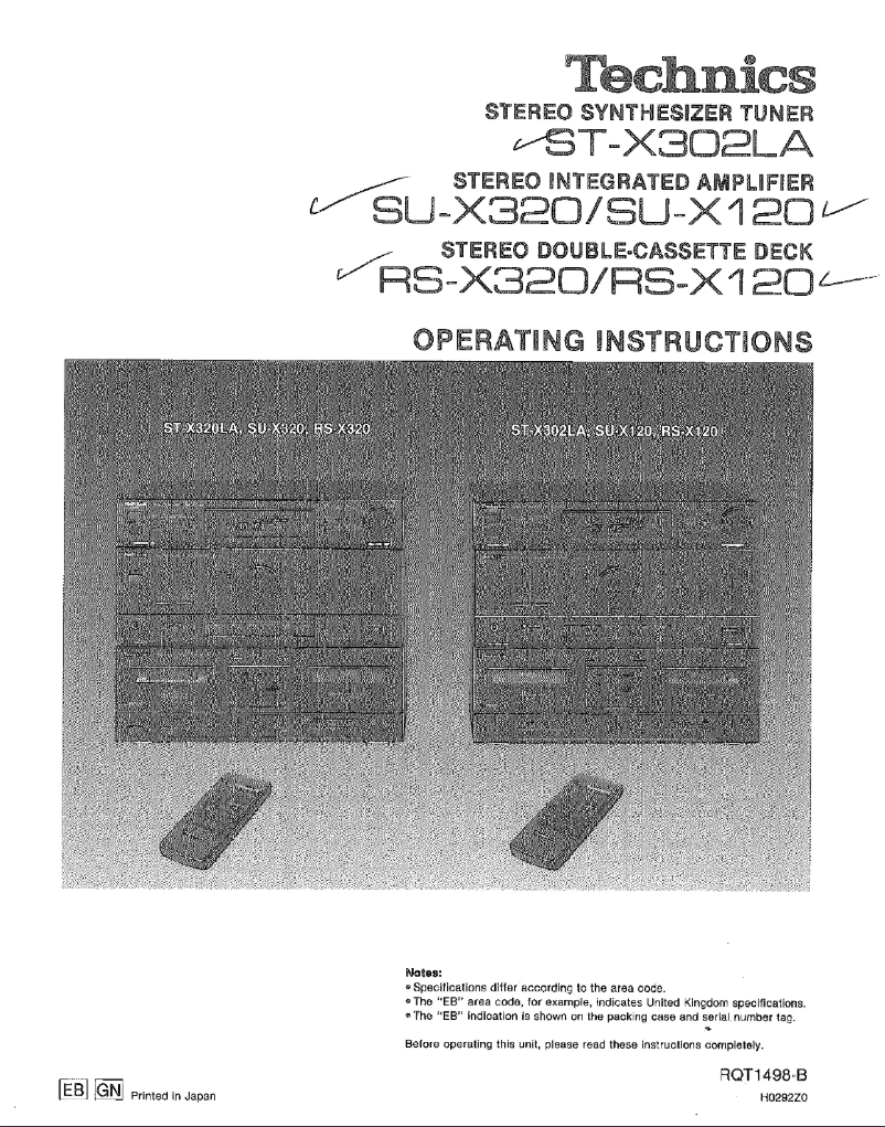 Page 1 de la notice Manuel utilisateur Technics RS-X120