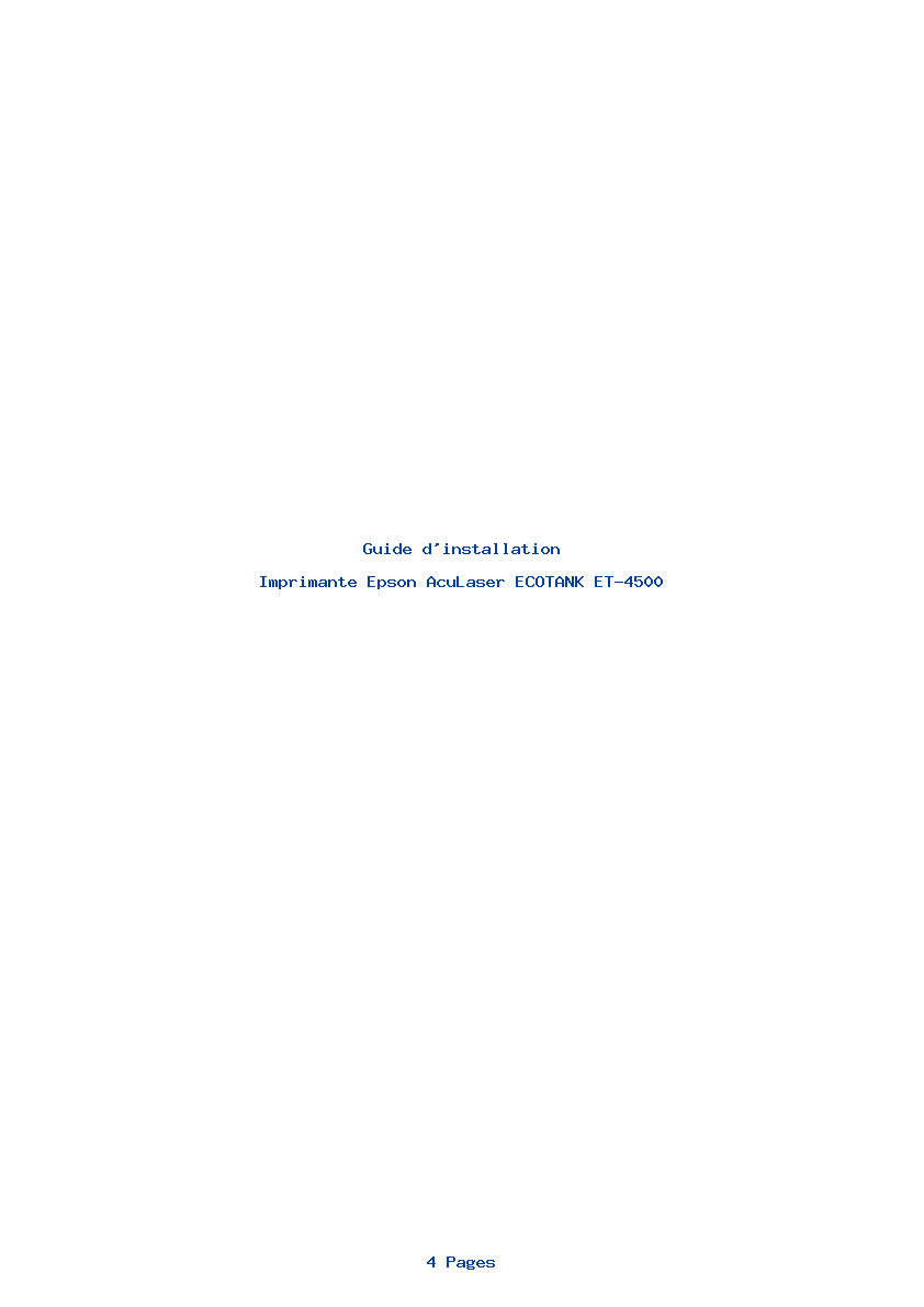 Page 1 de la notice Guide d'installation Epson AcuLaser ECOTANK ET-4500
