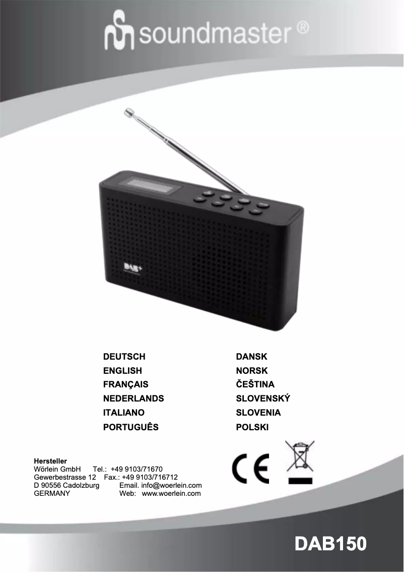 Page 1 de la notice Manuel utilisateur Soundmaster DAB150SW