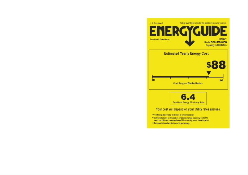 Page 1 de la notice Label énergétique Danby DPA058B6WDB