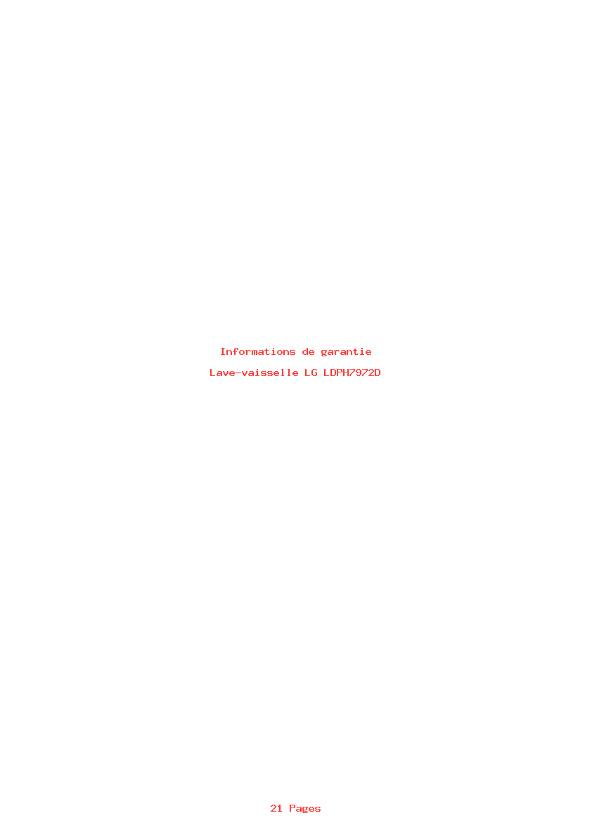 Page 1 de la notice Informations de garantie LG LDPH7972D