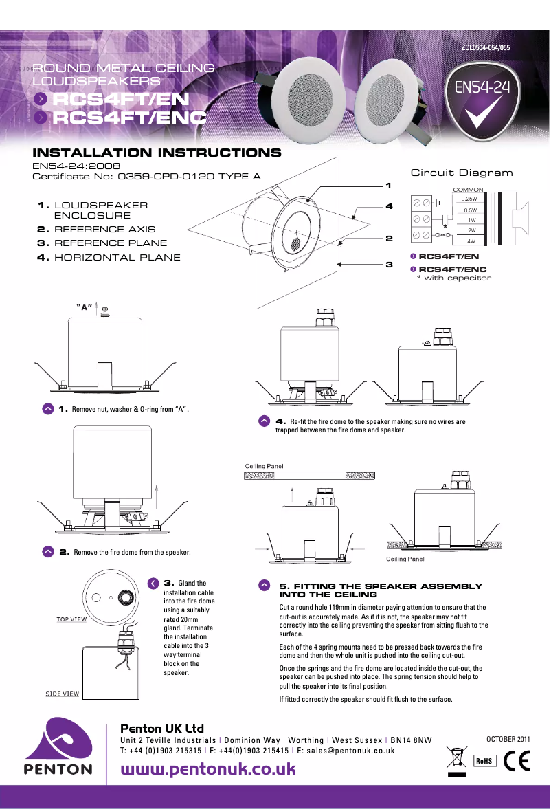 Page 1 de la notice Manuel utilisateur Penton RCS4FT/EN