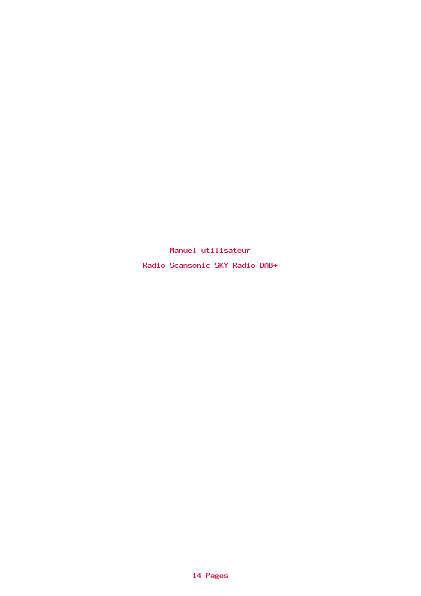 Page 1 de la notice Manuel utilisateur Scansonic SKY Radio DAB+