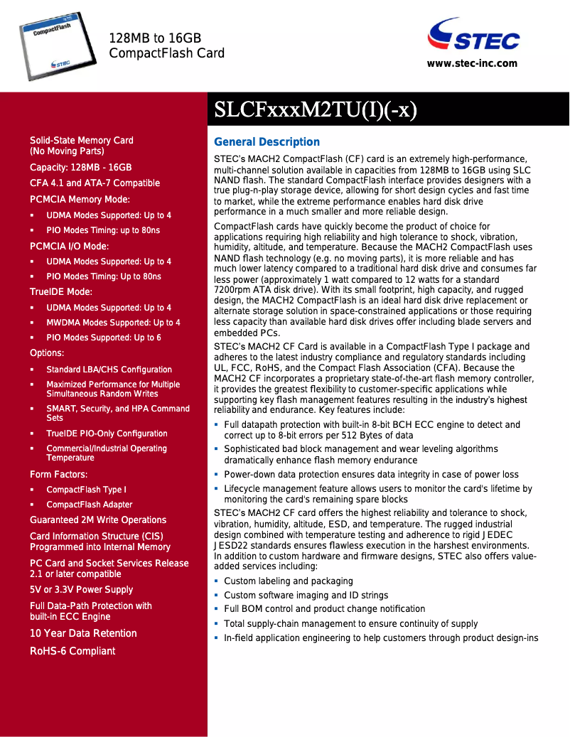 Page 1 de la notice Manuel utilisateur Stec MACH 2+ CF 8GB