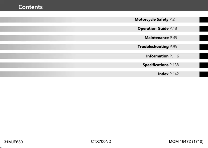 Page 1 de la notice Manuel utilisateur Honda CTX700N (2018)