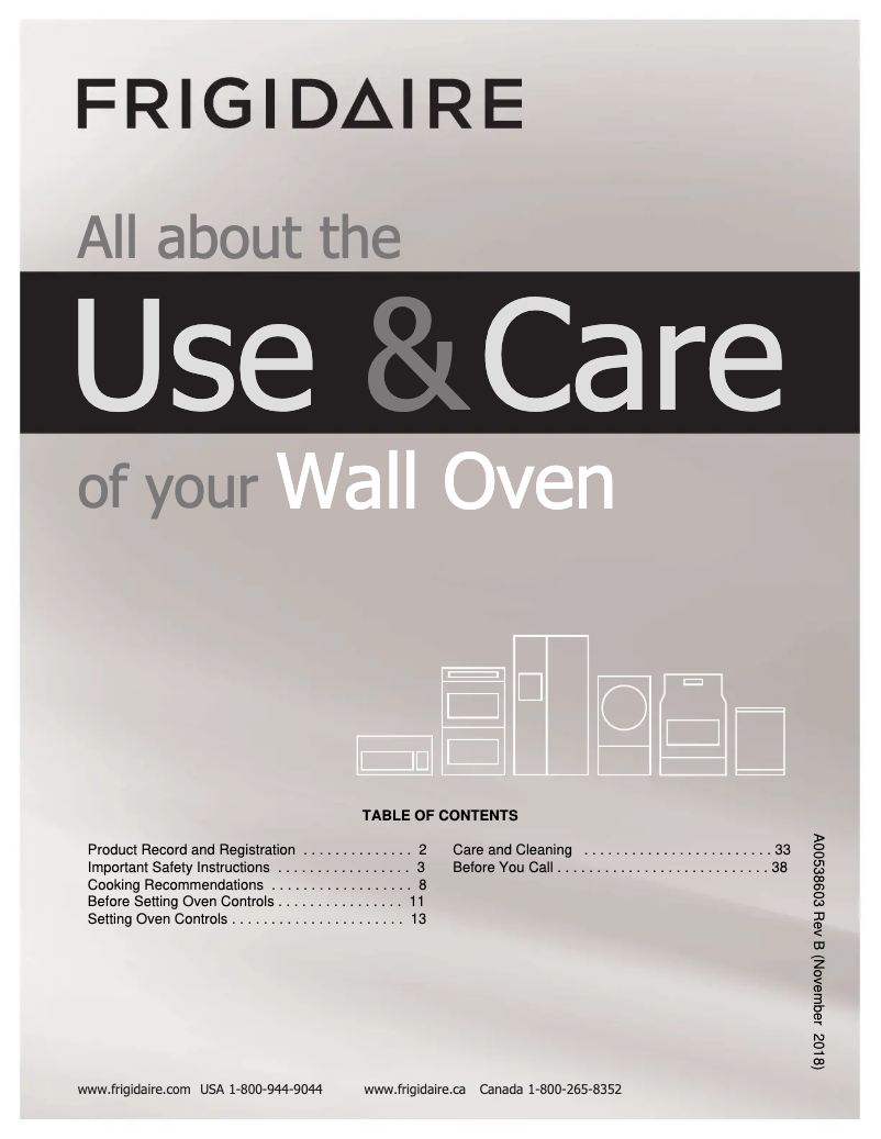 Page 1 de la notice Manuel d'utilisation et d'entretien Frigidaire FGET3066UD