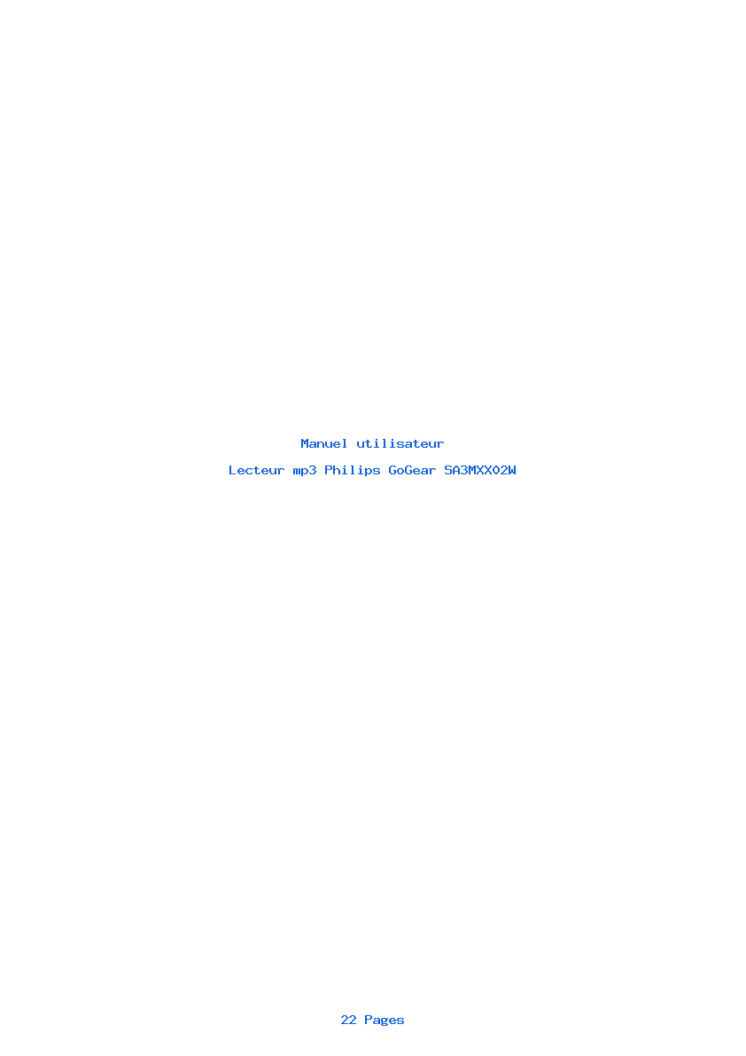 Page 1 de la notice Manuel utilisateur Philips GoGear SA3MXX02W