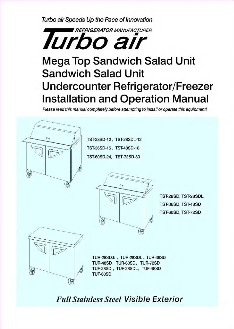 Página 1 del manual Manual de usuario Turbo air TST-72SD-30-N