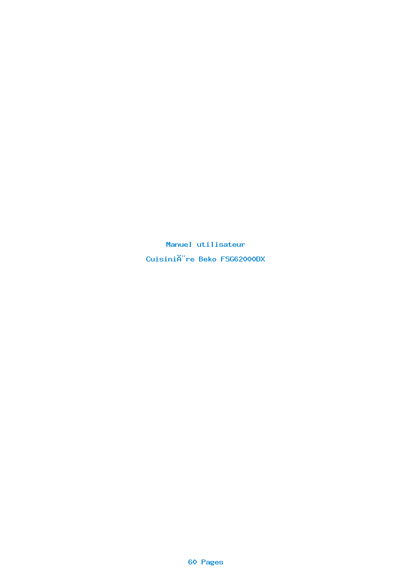 Page 1 de la notice Manuel utilisateur Beko FSG62000DX