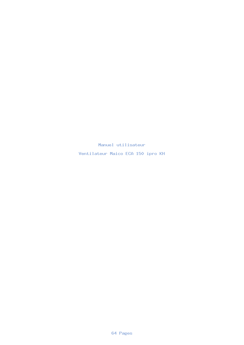 Page 1 de la notice Manuel utilisateur Maico ECA 150 ipro KH