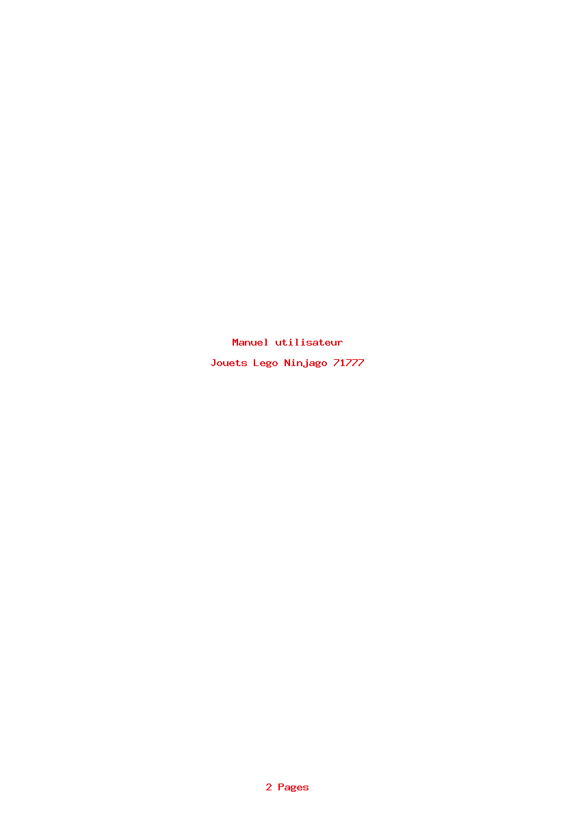 Page 1 de la notice Manuel utilisateur Lego Ninjago 71777
