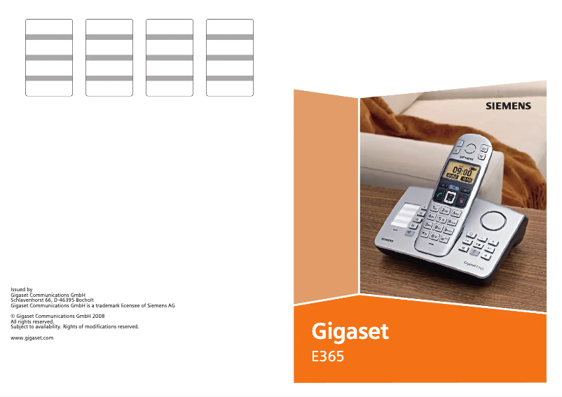 Image de la première page du manuel de l'appareil Gigaset E365
