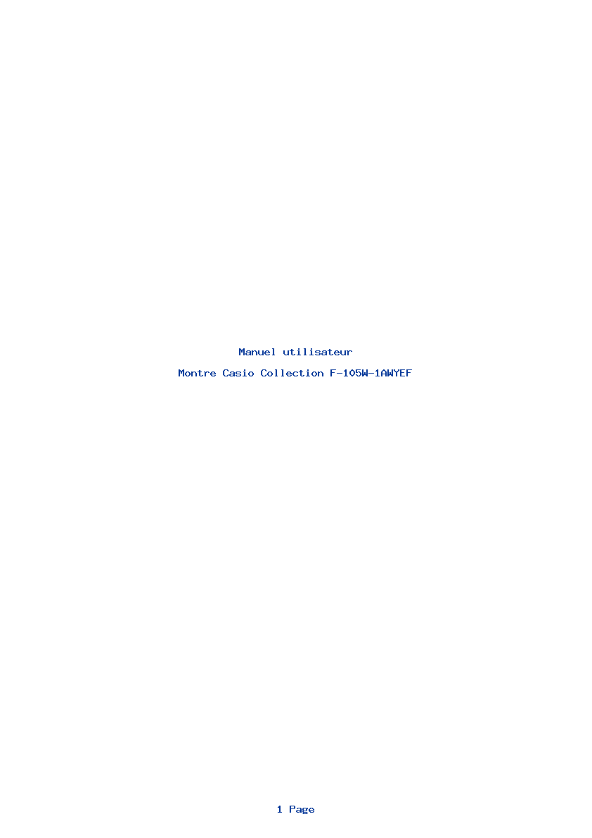 Page 1 de la notice Manuel utilisateur Casio Collection F-105W-1AWYEF