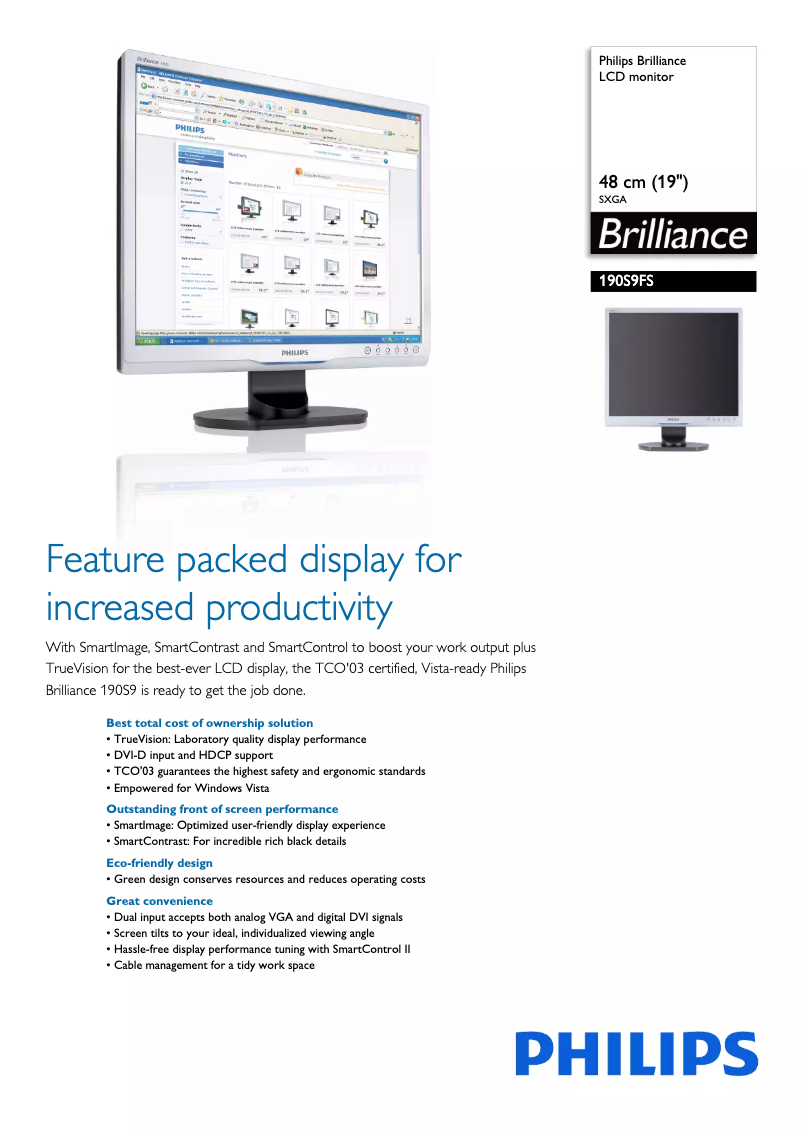 Page n°1 - Fiche technique Philips Brilliance 190S9FS