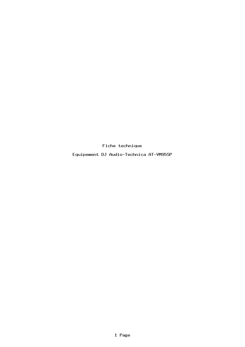 Page 1 de la notice Fiche technique Audio-Technica AT-VM95SP