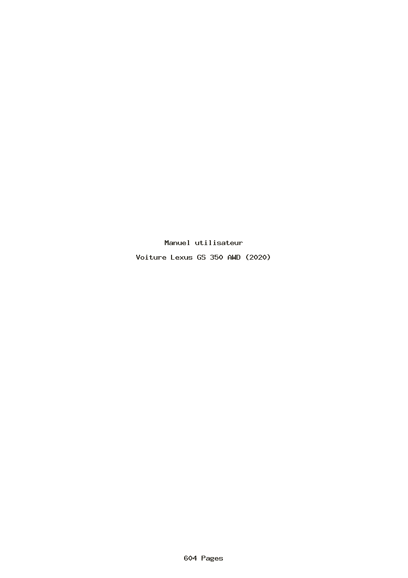 Page 1 de la notice Manuel utilisateur Lexus GS 350 AWD (2020)