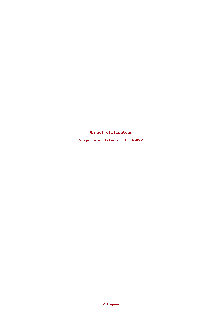 Page 1 de la notice Manuel utilisateur Hitachi LP-TW4001