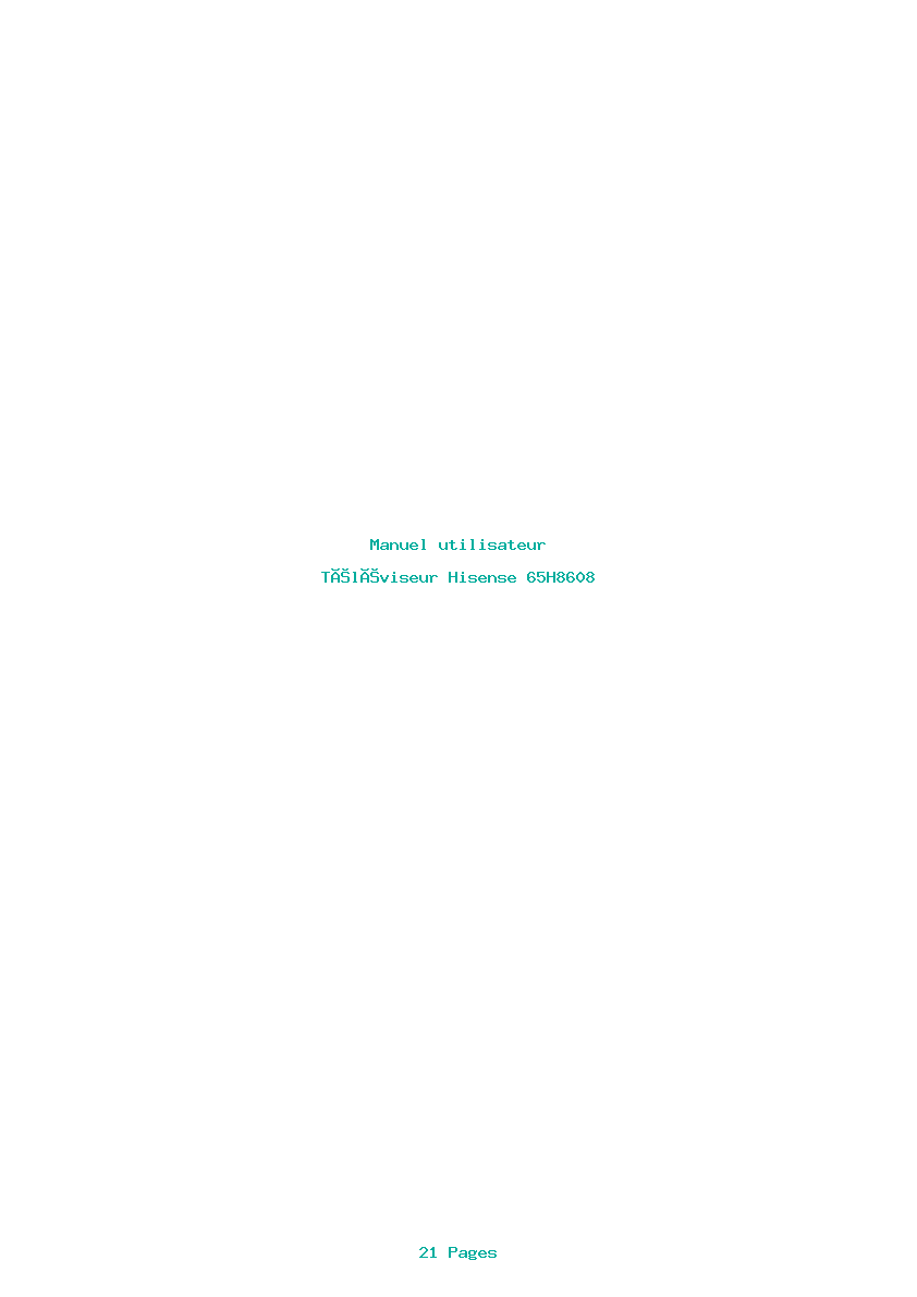 Page 1 de la notice Manuel utilisateur Hisense 65H8608