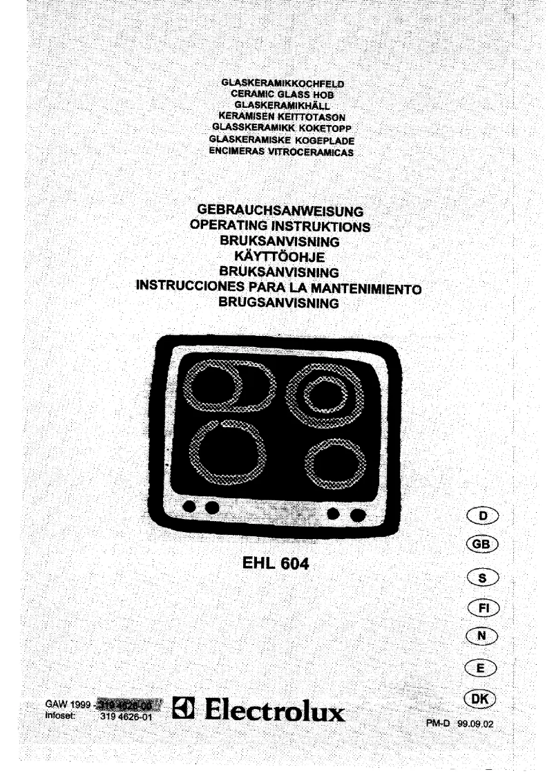 Page 1 de la notice Manuel utilisateur Electrolux EHL604X