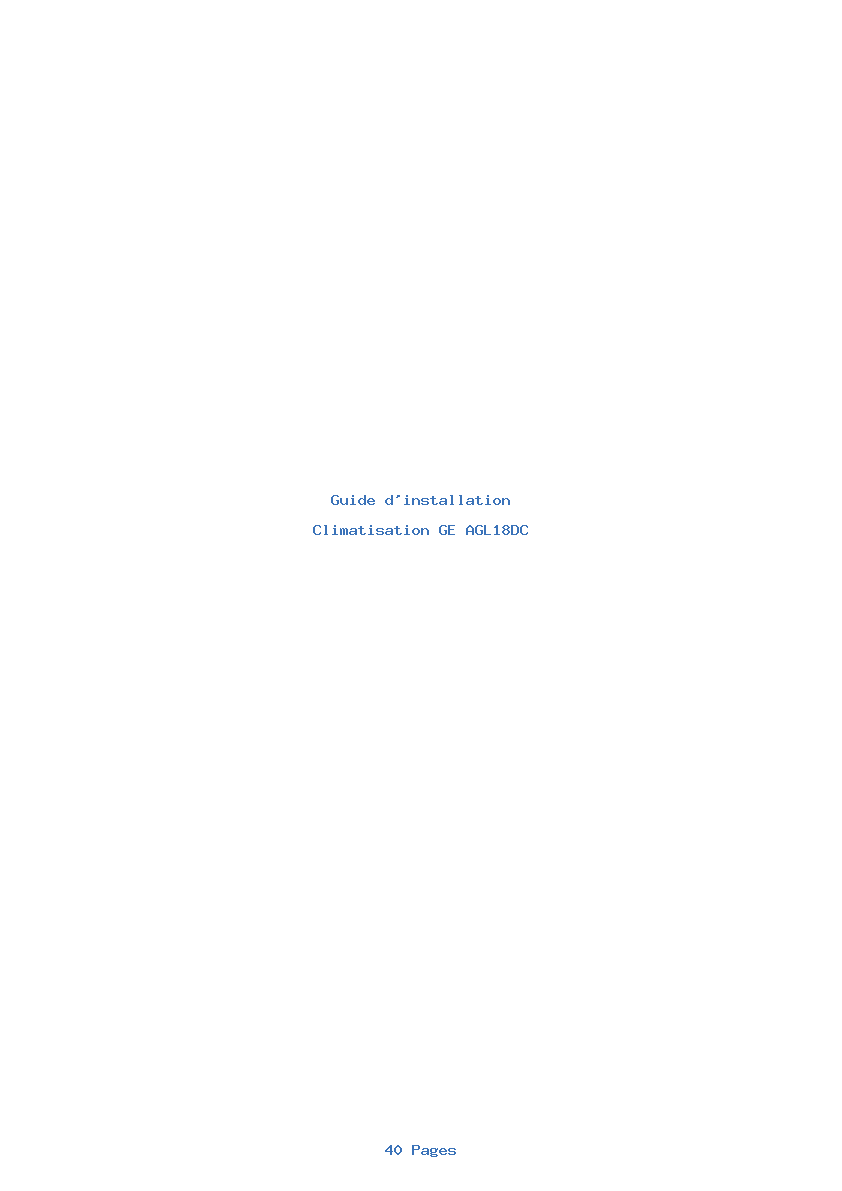 Page 1 de la notice Guide d'installation GE AGL18DC