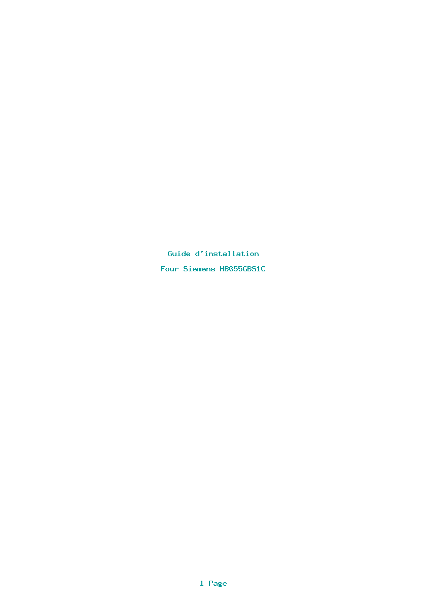 Page 1 de la notice Guide d'installation Siemens HB655GBS1C