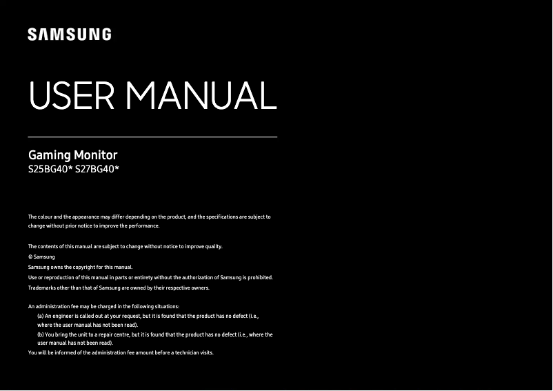 Página 1 del manual Manual de usuario Samsung S25BG400EU